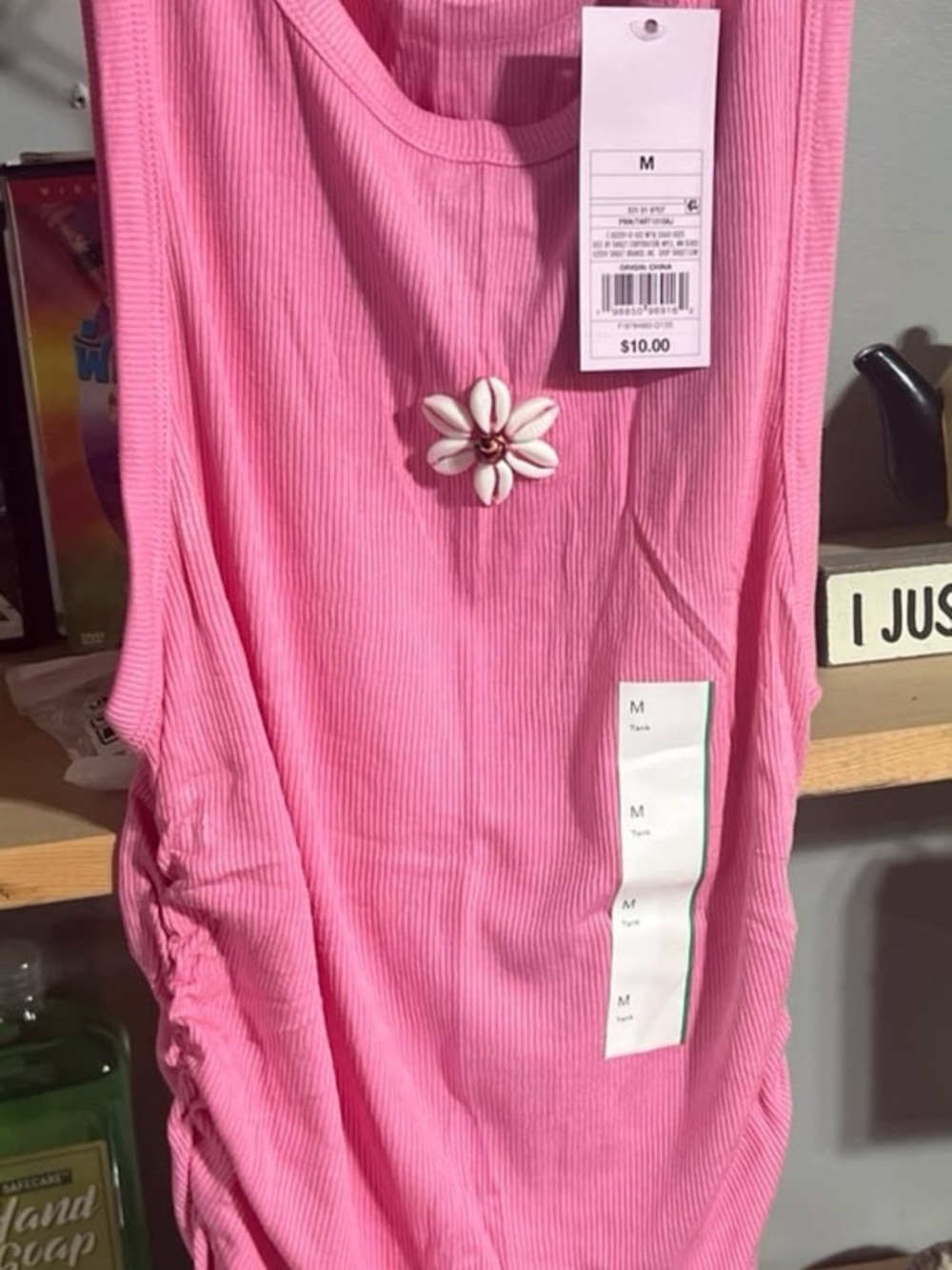 wild fable Pink Ribbed Tank Top with Shell Flower Accent lot of 6